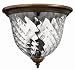 Hinkley 3612OB, Oxford Round Glass Flush Mount Ceiling Lighting, 3 Light, 180 Total Watts, Bronze