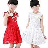 子供用 清楚 レース ワンピース プリンセス ドレス (タグ表記130 (110センチ推奨), 赤)
