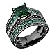 JunXin Black Gold Square Emerald Green Gemstone Women Wedding Engagement Set Round CZ Size5/6/7/8/9/10/11(9)