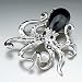Jewelry : Silver Octopus April Birthstone Brooches