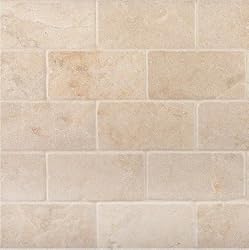 Crema Marfil 3x6" Subway Marble Tile Tumbled and Honed