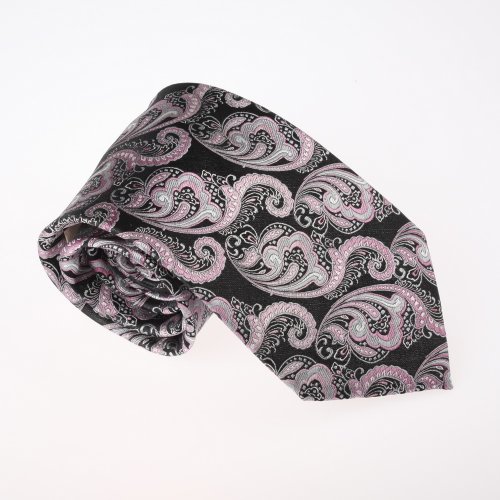 Black Patterned Woven Silk Neckie Present Box Set Black T8367