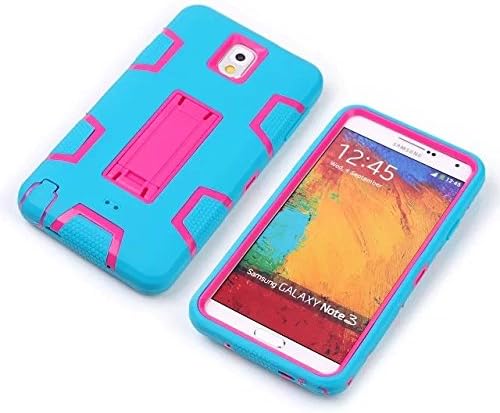 Galaxy Note 3 Case,Samsung Note 3 Case,JHX 3in1 Hybrid Heavy Duty Protection Silicone Plastic Protective Hard Case Cover For Samsung Galaxy Note 3 Note iii N9000 (Hot Pink+Amry Green)