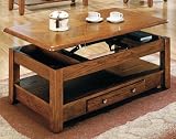 Steve Silver NE300CLK Nelson Lift - Top Cocktail Table with Casters - Oak
