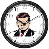 President John F. Kennedy Americana Wall Clock by WatchBuddy Timepieces (Black Frame)