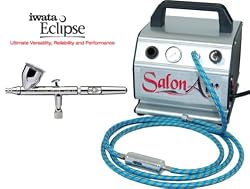 HP-CS .35mm Eclipse Airbrush with Compressor Model TC-60 Super Quiet High Performance "Salon Air" Airbrush Compressor with Small Tank