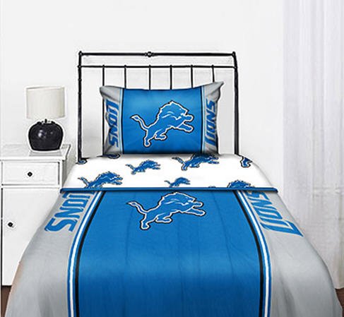 Detroit Lions NFL Queen Comforter & Sheet Set (5 Piece Bed In A Bag)