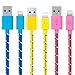 Go Beyond(TM) 3 Feet 8 Pin to USB Data Sync / Charging Cable for iPhone 5 iPad Mini iPod Touch 5th Generation (Bundle of Blue Nylon, Yellow Nylon, Pink Nylon. SHIPPED IN SAME BUSINESS DAY. Compatible with iOS 8)