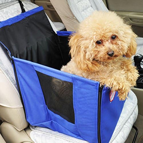 Petsone Portable Breathable Waterproof Pet Dog Car Booster Seat, Pet Car Seats for Small Dogs and Cats Blue