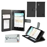 Black Vegan Leather Folio Wallet Case & Stand for Google Nexus 4 (LG E960) + Identity Stronghold Secure RFID Blocking Credit & Payment Card Sleeve