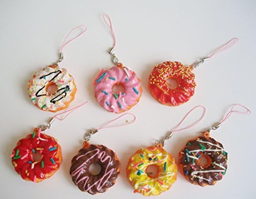7 pc Kawaii Squishy Donuts Delight Phone Charm Set