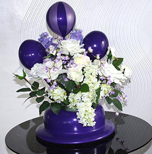 Purple Hat Vase with Purple and White Silk Flowers by PopArtBalloons