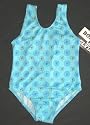CLEARANCE - Girls 1 PC T-Back Racer Back Aqua w/Pencil Flowers