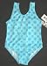 CLEARANCE - Girls 1 PC T-Back Racer Back Aqua w/Pencil Flowers