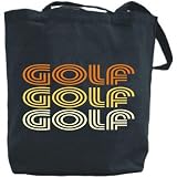 Canvas Tote Bag Black  Golf Retro Color  Sports