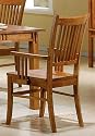 Furniture online: Set of 2 Dining Arm Chairs Mission Style Medium Brown Finish