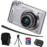 Casio Exilim EX-H15 silber+ Mega Zubehör ( 4GB + Tasche + 2Akkus + KFZ )