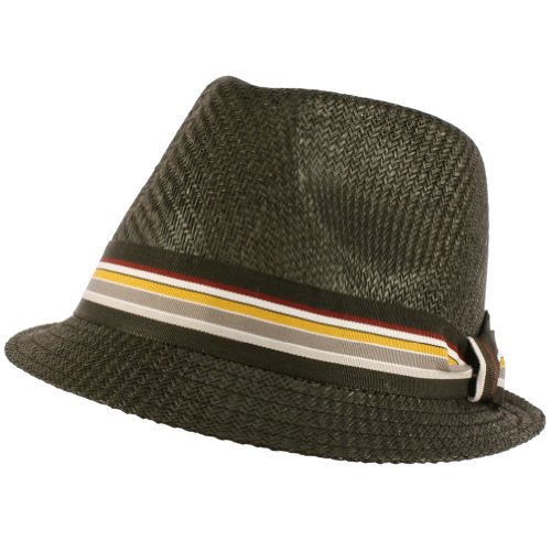 Cool Structured Fedora Plaid Band Trilby Hat Black M/L