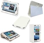 Etui Housse Luxe Cuir Blanc pour Sams...
