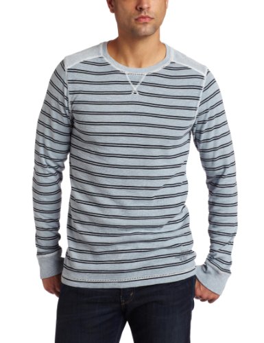 Calvin Klein Jeans Men's Skinny Stripe Slub Waffle Shirt, Blue Fog, Medium