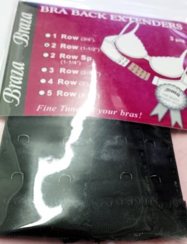 Bra Back Extenders 2 Hook Wide 1-1/2" Actual Length 3-1/4" ~ 3 Piece Package Color Black
