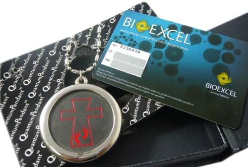 Pack of 2 Bioexcel Christian Religious Red Cross Stainless Steel Quantum Scalar Energy Pendant + Free Bio Card + Free Anti Radiation Stickers