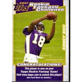 2007 Topps Rookie Fantasy Challenge 17 Sidney Rice (Rookie Insert - Football ...