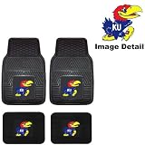 KU University of Kansas Jayhawks Front & Rear Car Truck SUV Vinyl Car Floor Mats - 4PC