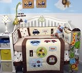 SoHo Road Rally Baby Crib Nursery Bedding Set with Gray Baby Carrier 8 pcs set
