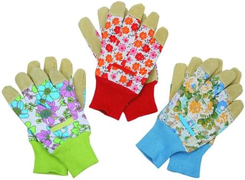 Split Leather Gardening Gloves 3 Pr