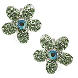 Musette Silver Green Clip On Earrings
