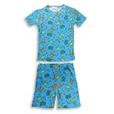 Leaping Lizard - Boys Short Sleeve Shortie Pajamas, Blue, Green