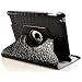 ATC Black Magnetic 360 rotating Degree Crocodile leather case Smart Protective cover for The New iPad / iPad2 / iPad3