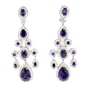 .925 Sterling Silver True Chandelier Earrings w/Amethyst & White CZs