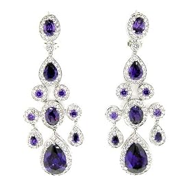 Click here to buy .925 Sterling Silver True Chandelier Earrings w Amethyst and White CZs by Alljoy.