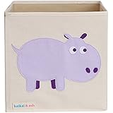 kaikai & ash, Toy Storage Canvas Box and Organizer, Collapsible, Large 13-inch, Animal Collection - Happy Hippo