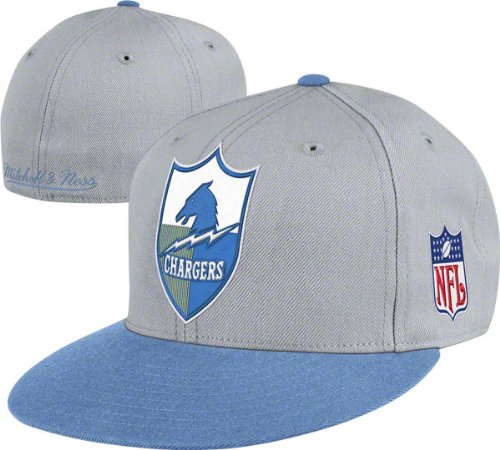 San Diego Chargers Grey Mitchell & Ness Throwbacks 2-Tone XL Logo Fitted Hat