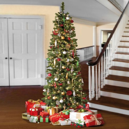 BrylaneHome 71/2' Pre-Lit Slim-Jim Tree (GREEN,0)