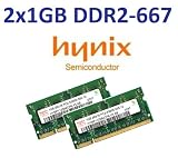Produkt-Bild: 2GB Dual Channel Kit: HYNIX original 2 x 1 GB 200 pin SO-DDR2-667 (PC2-5300, 667Mhz, CL5) double side ( HYMP112S64CP8-Y5 ) f?r aktuelle DDR2 NOTEBOOKS - 100% kompatibel zu PC2-4200, 533Mhz, CL4