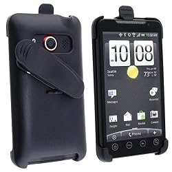 Sturdy Black Holster with Swivel Belt Clip for Sprint HTC Evo 4G 4-G