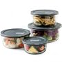 No Leak Lids Eight Piece Food Storage Vessels Set with Plastic Lids