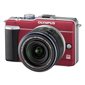 Olympus E-PL1 Compact System Camera - Red (14-42mm Black Lens Kit)