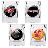 NFL Tampa Bay Buccaneers Four Piece Square Shot Glass Set (Individual Logos)