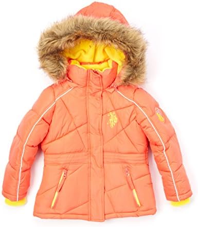 US Polo Assasin Quilted Puffer Coat Baby Hot Coral Unisex Baby 2T