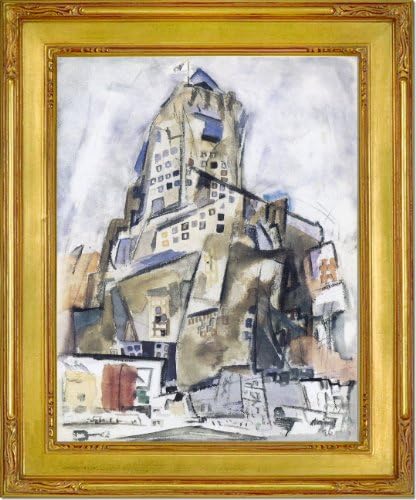 John Marin - New York City - Top Of Radio City New York City 1937 - Framed Canvas Print