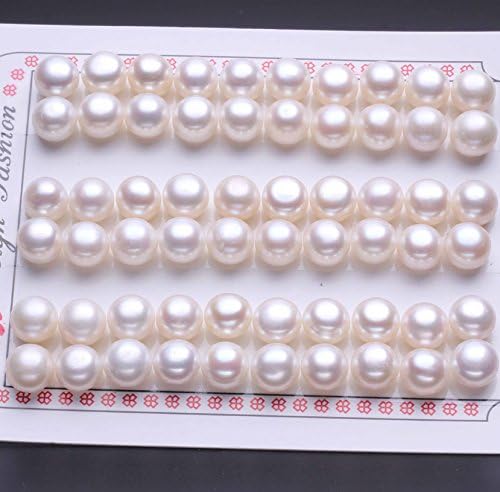 30 Pairs Half Drilled White Freshwater Pearl Beads, Semi-round, High Luster, Great for DIY Stud earrings (8-8.5mm, White)