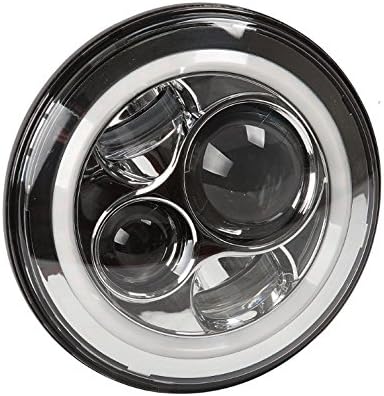 7 Inch Round Cree Led Headlight 80W Hi/Lo Beam with Signal Halo Ring Angle Eyes DRL for Jeep Wrangler JK TJ LJ 97 - 15(2pcs) (yellow angel eyes)