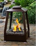 Outdoor Living : Bronzed Copper Pagoda Style Indoor Outdoor Patio Firepit, Cover and Gel Fuel