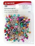 Singer Pearlized Head Straight Pins, 150-Count