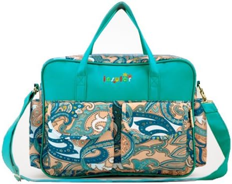 LEGE Designer Multifunction Smart Organizer Syste tote diaper bag Larger Capacity Shoulder Bag Handbag wiht Antibacterial fabric,Waterproof,8 Pockets (Green-turquoise)